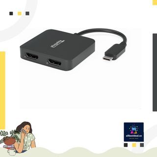 Plugable USB C to HDMI Adapter for Dual Monitors, 4K 60Hz USB C Hub for Windows and Chromebook, Driverless