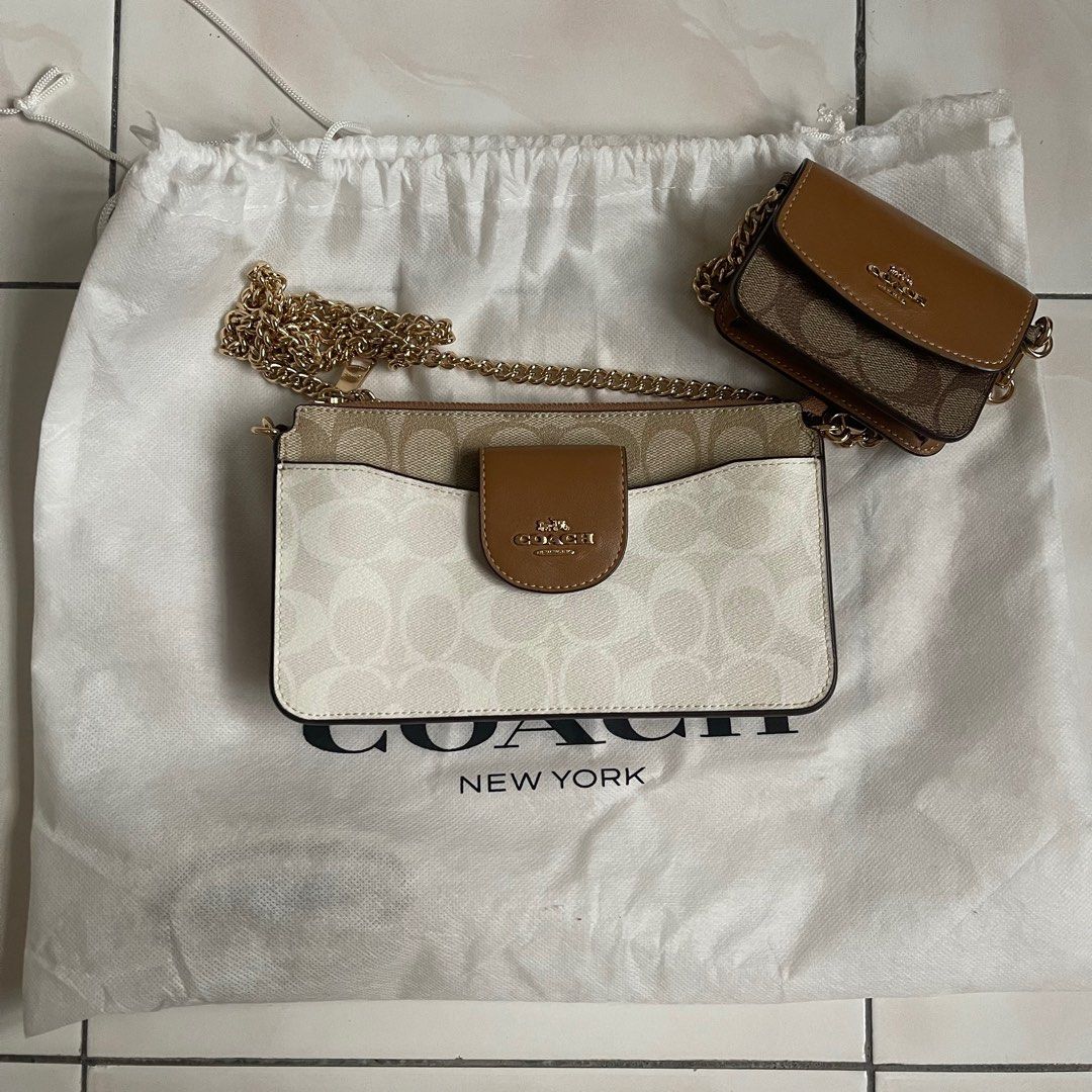 Coach Poppy Crossbody With Card Case In Signature Canvas Brown