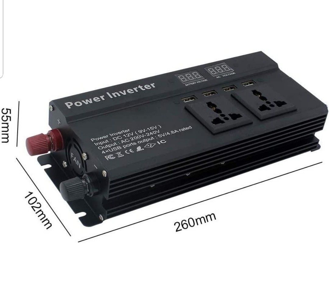 Power Inverter 2000w Peak Dc 12v To 230v 240v Ac Car Converter 12v Inverter With 12v Cigarette Lighter With 4 8a 4 Usb 3 Uk Sockets Car Adapter With Lcd Display 800w Car Inverter