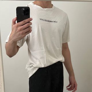 PULL & BEAR Oversized White T-Shirt  - Kaos Polos Pria Oversized
