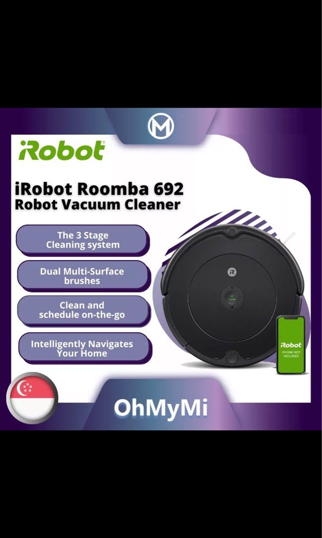 New Roomba Robot 692 3-Stage Cleaning System Wi-Fi Connected Vacuum Cleaner