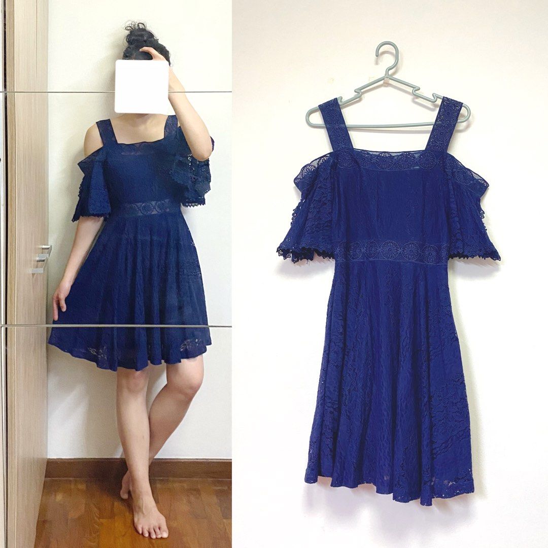 Navy crochet store skater dress