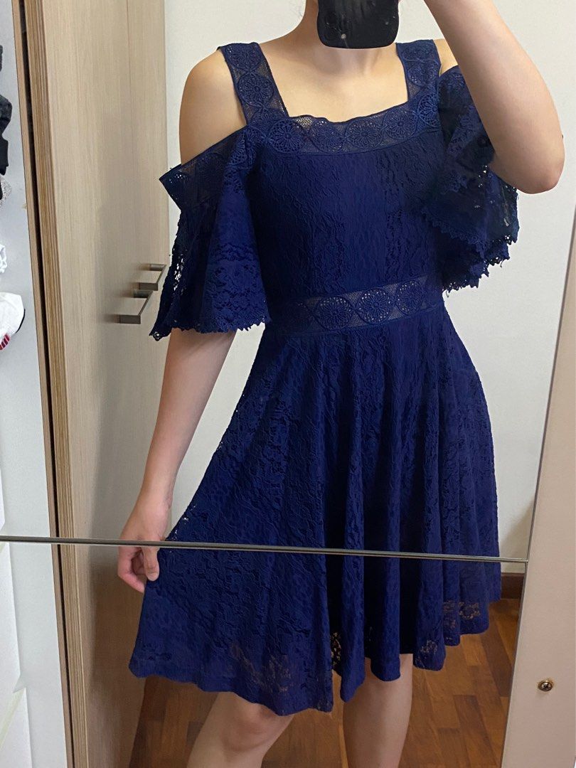 Navy crochet store skater dress