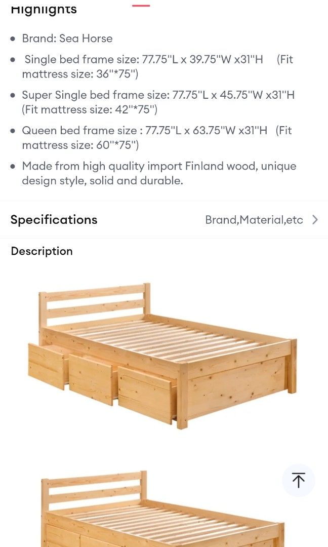 Sea Horse Super Single Bed Frame Furniture Home Living