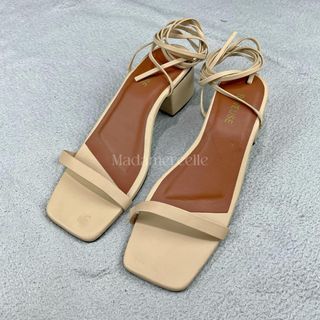 Shein Nude Self Tie Chunky Heeled Sandals