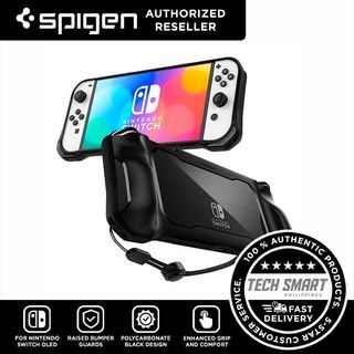 Spigen Rugged Armor Case for Nintendo Switch OLED Model 7 Inch and Joy-Con Controller TPU Grip with Strap Protective Case