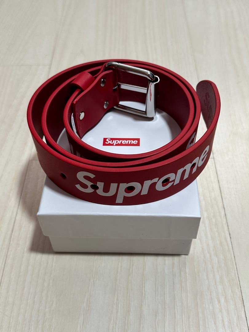 Supreme leather Studs logo belt Red S/M