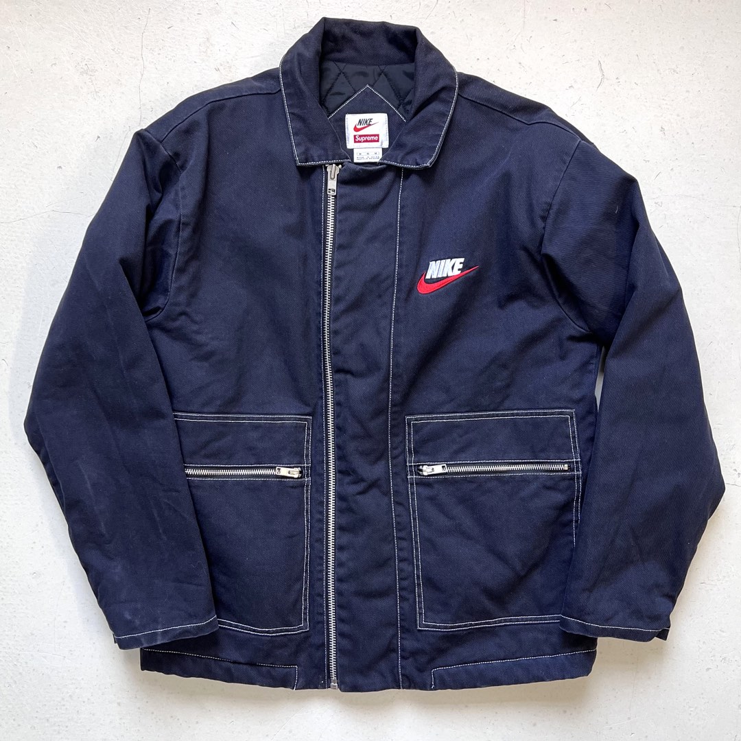Supreme nike double zip quilted work deals jacket navy