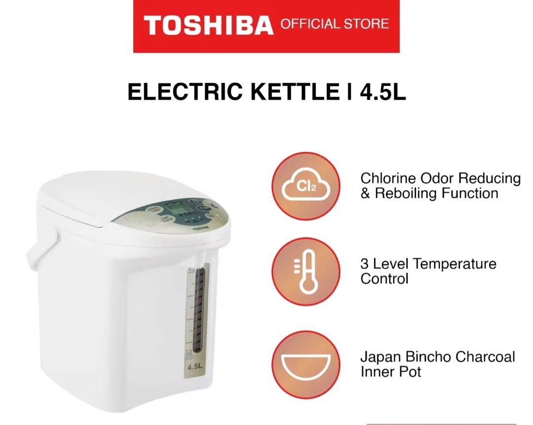 TOSHIBA Electric Thermo flask 4.5L, Furniture & Home Living ...