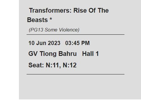 Transformer rise of the beast 2 movie tickets, Tickets & Vouchers ...