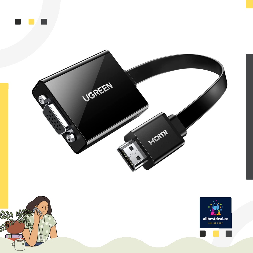 UGREEN Active Hdmi To Vga Adapter With 3.5Mm Audio Jack Hdmi Male To