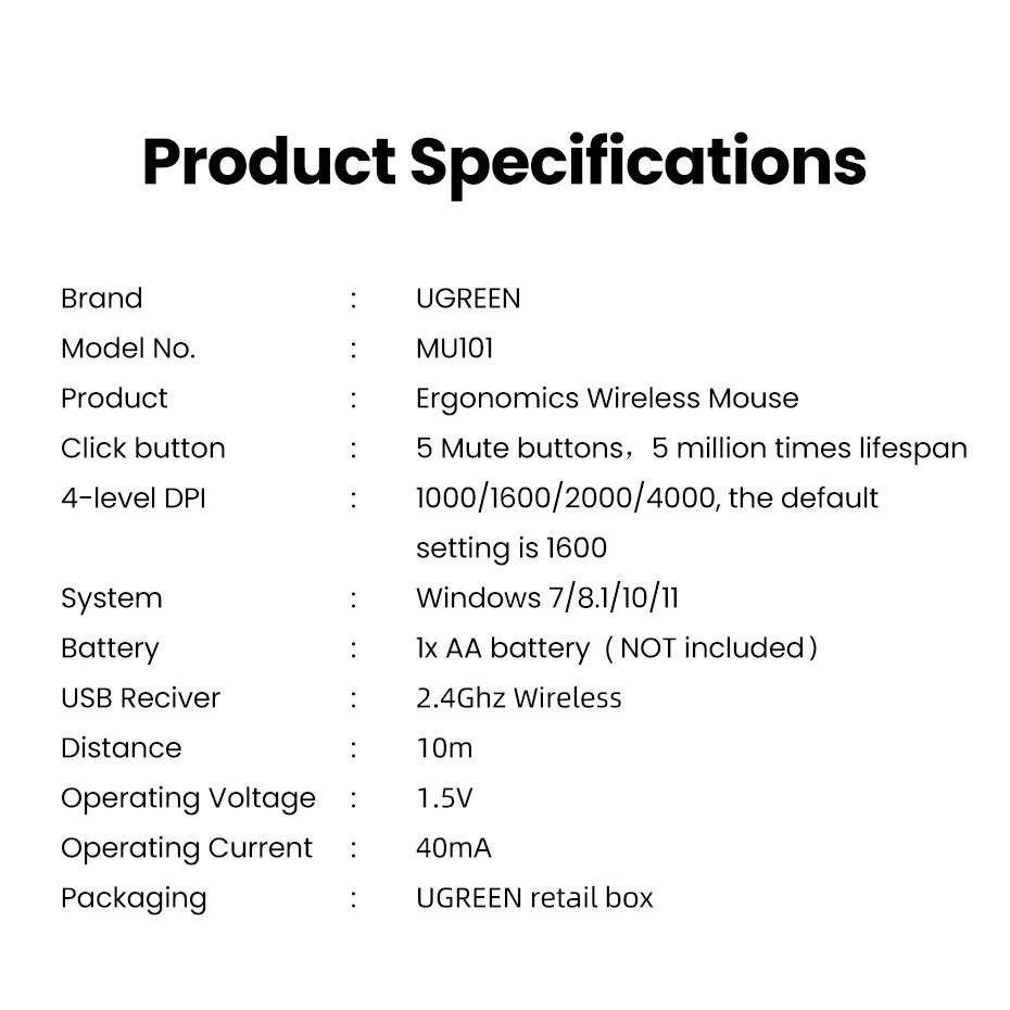 UGREEN MU101 WIRELESS MOUSE WITH 2.4G & BLUETOOTH 5.0, Computers & Tech ...