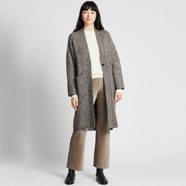 Uniqlo women best sale tweed knitted coat