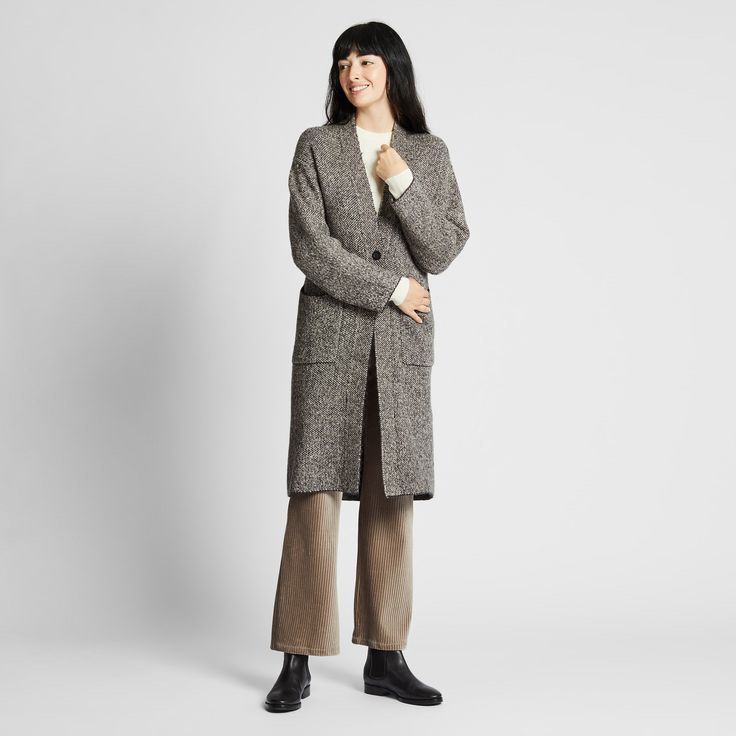 Uniqlo women top tweed knitted coat