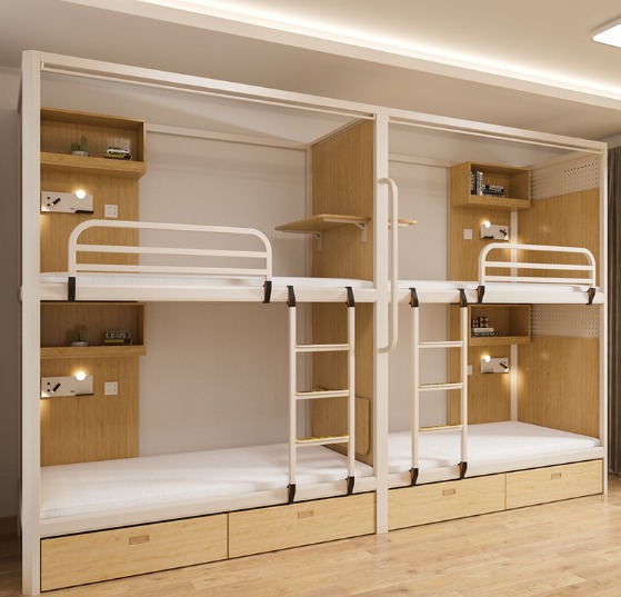 Upper and lower bunk iron frame bed bunk bed elevated bed student