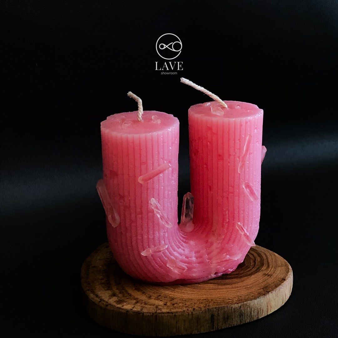 USHAPE CANDLE / KOREAN AESTHETIC CANDLE ROOM DECOR WITH CLEAR QUARTZ