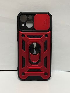 VEGO Compatible for iPhone 13 Case, iPhone 13 Kickstand Case with Slide Camera Cover, Built-in 360° Rotate Ring Stand Magnetic Cover Case for iPhone 13 6.1 inch 2021, Red