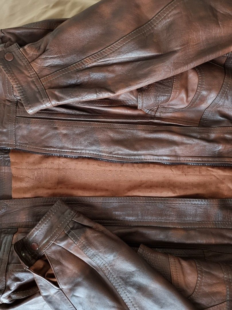 VINTAGE 80s 90s CATERPILLAR LEATHER JACKET, Men's Fashion, Coats