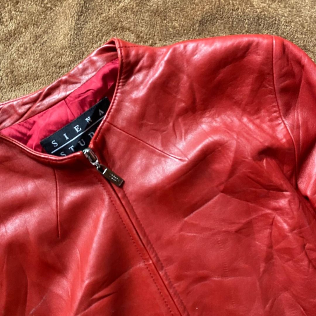 Vintage Siena Studio Red Leather Jacket Men s Fashion Coats