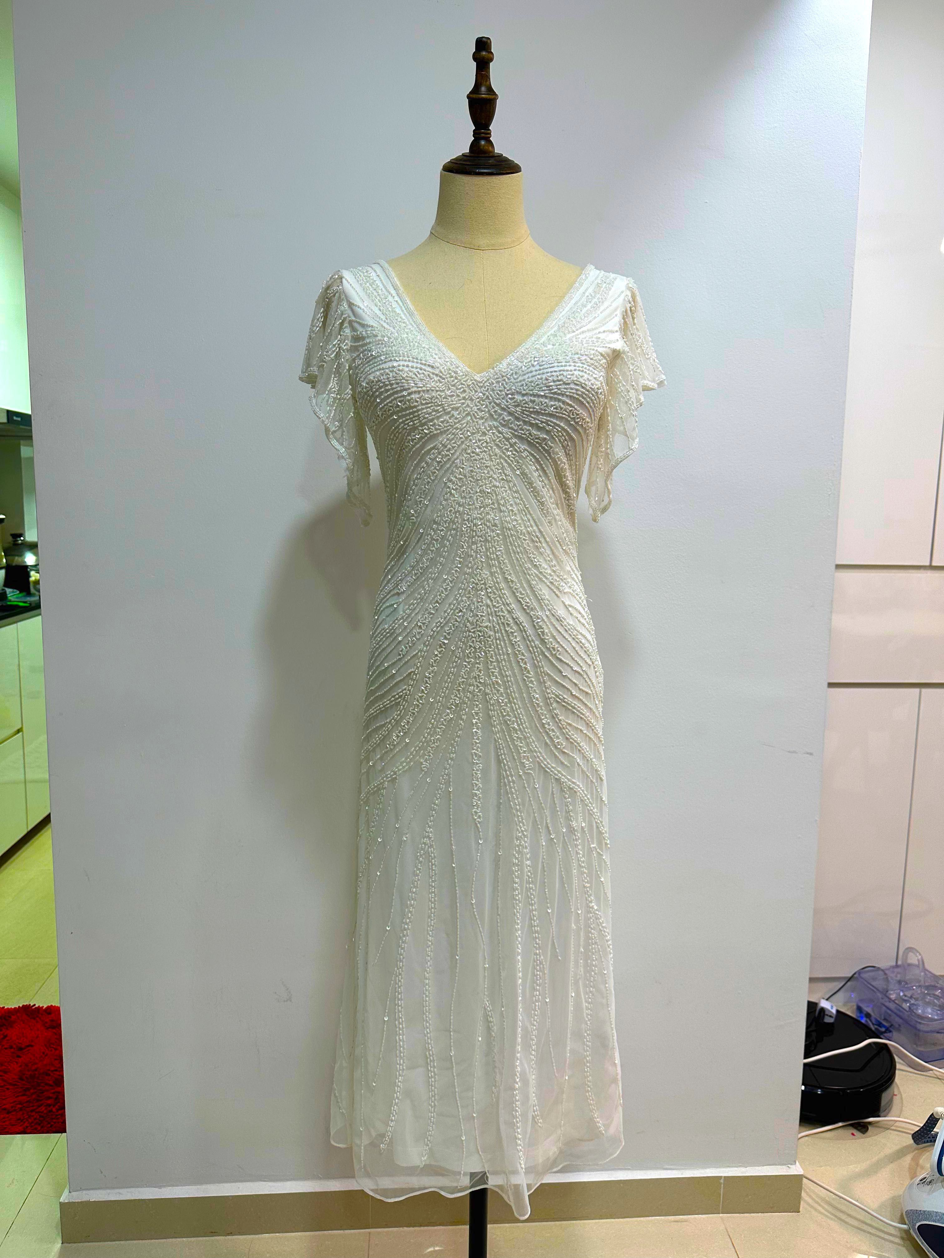 White flapper wedding dress top