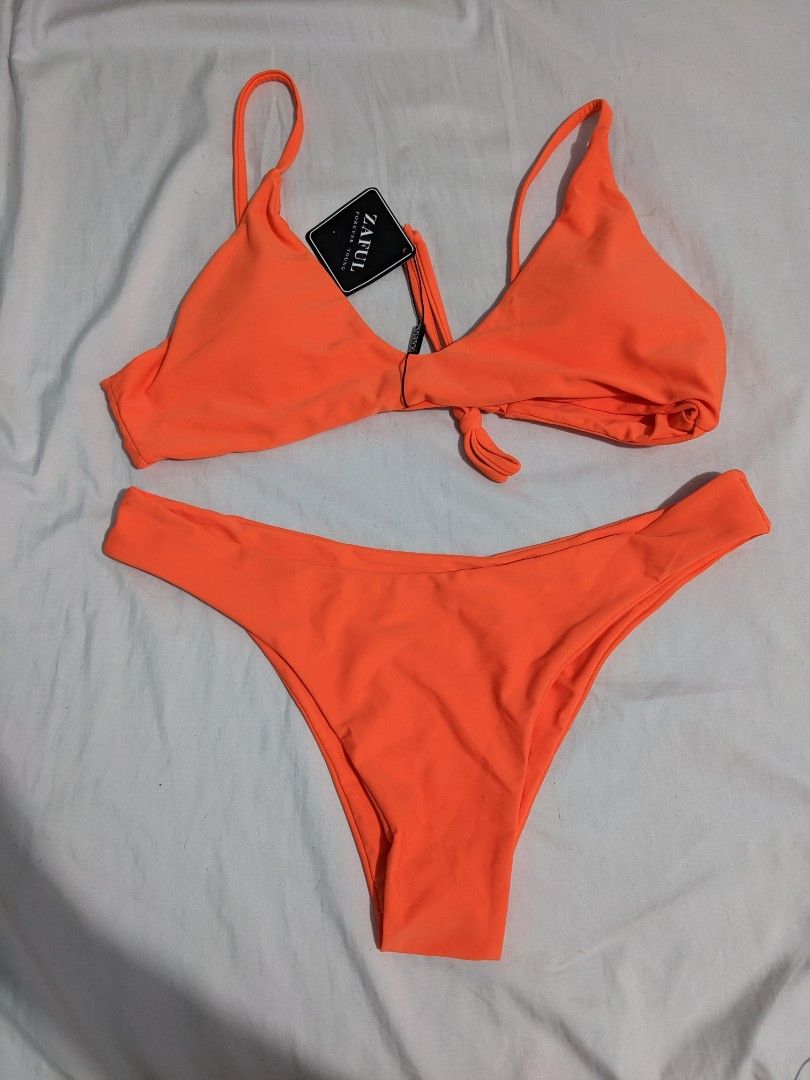 Zaful Neon Orange Two Piece Bikini (Large), Women's Fashion, Swimwear,  Bikinis & Swimsuits on Carousell