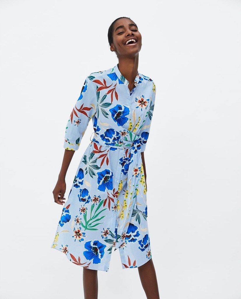 Zara striped print dress clearance