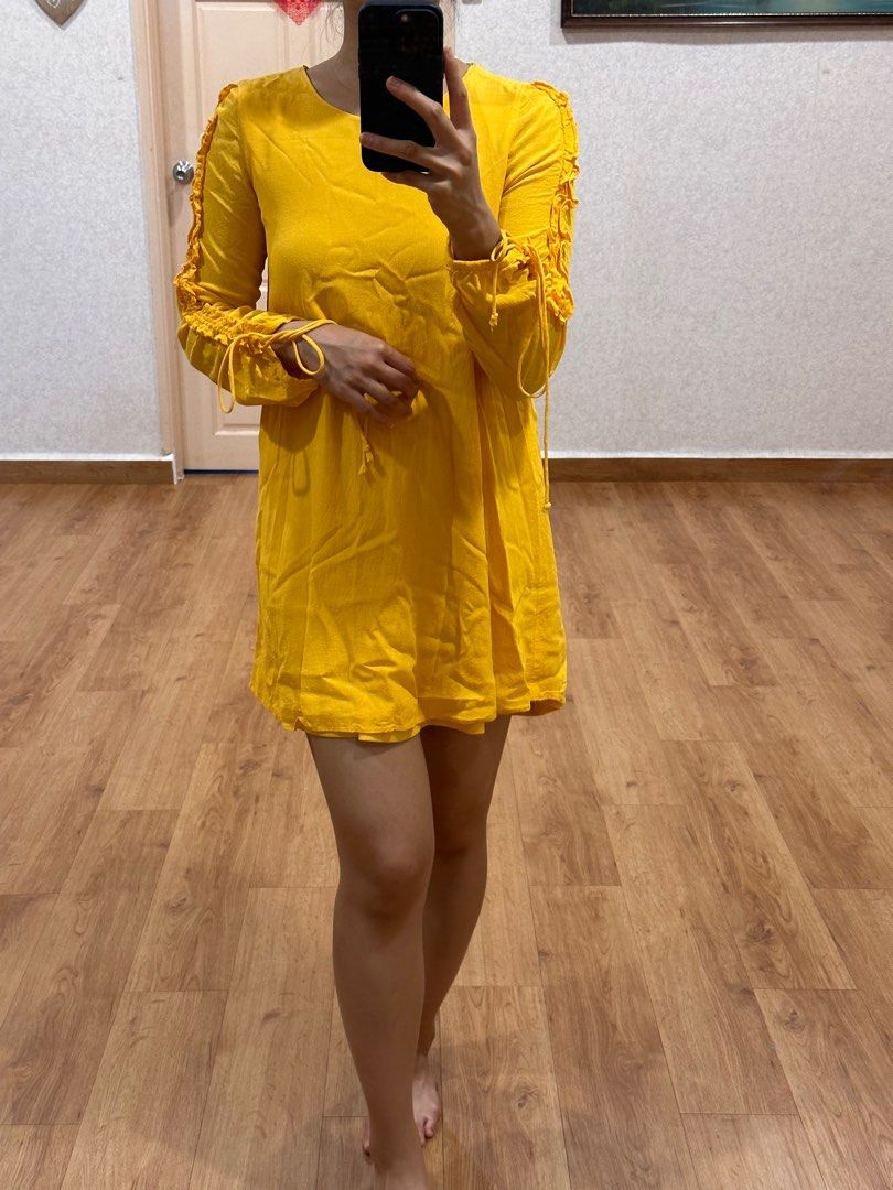 Yellow shift dress zara hotsell