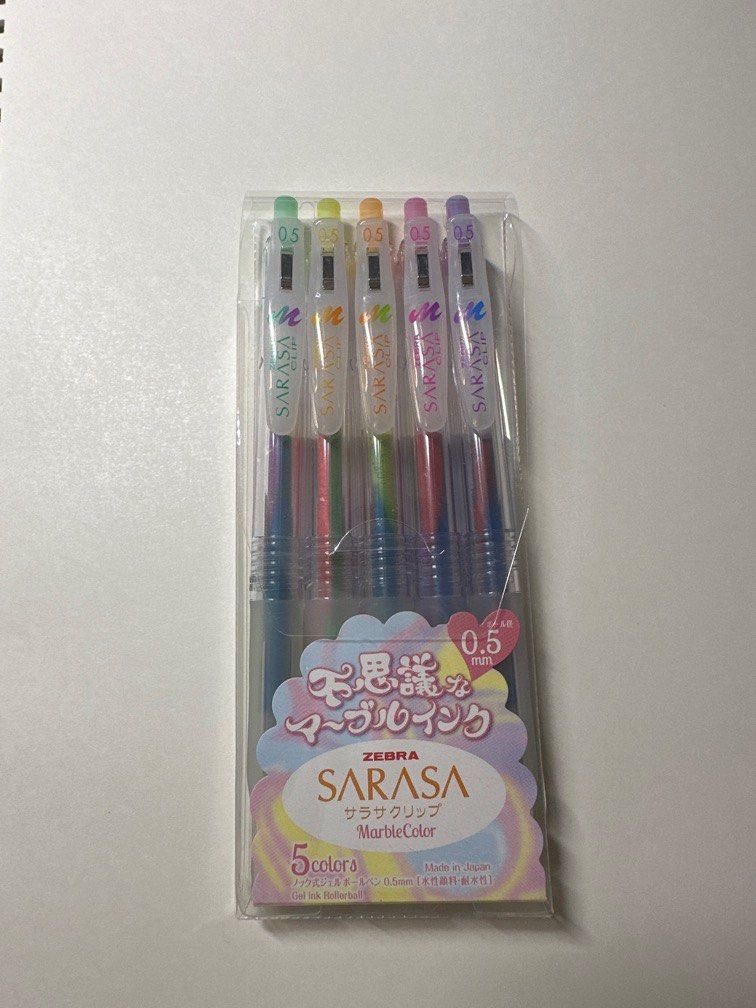 Zebra Sarasa - Marble Colors (0.5mm) (Category: Craft Supplies & Tools) located in Quezon City. Submitted by angelica_l (Listing ID 1235657275, Image 1). Description: Bought this originally for 449 from Paper Diet in Shopee. Used it a few times only. Payment: gcash / maya only Shipping c/o buyer.