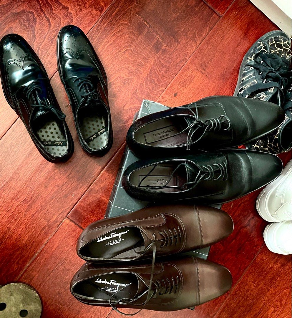 Mens black leather formal sales shoes