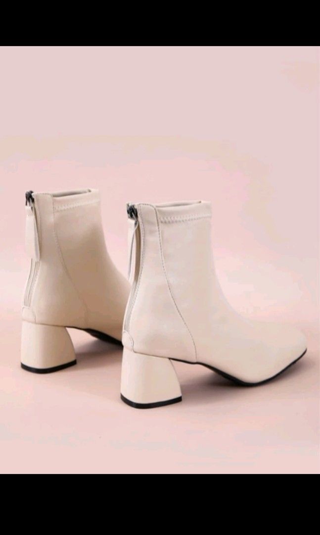 White pleather boots sale