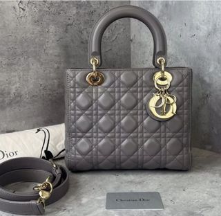 🎆2023 SALE!🎆AUTH. DIOR LADYD. MEDIUM LAMB GHW