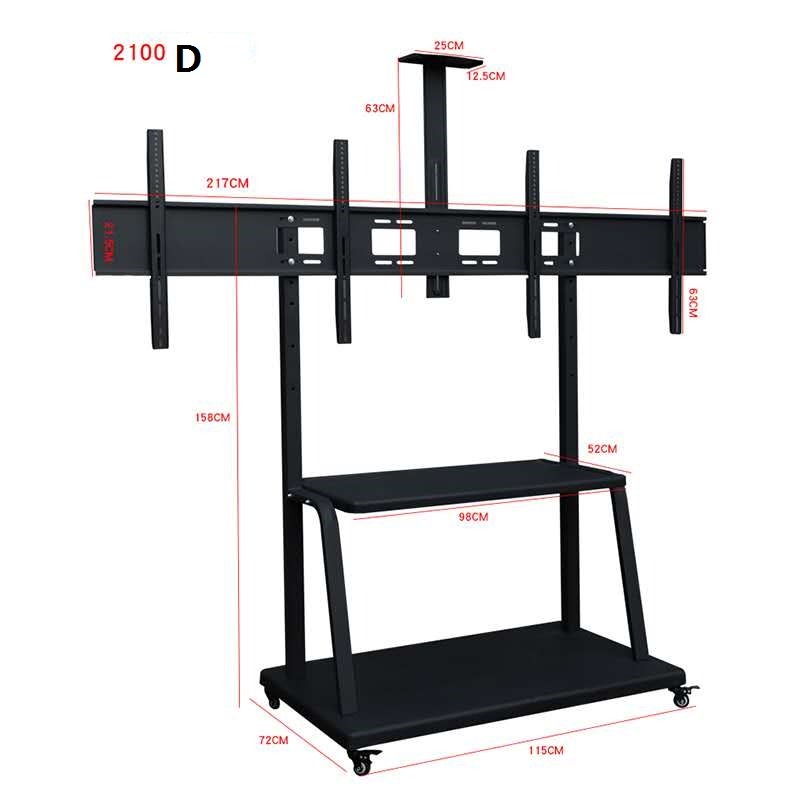 (2100D) DUAL TV Stand Mobile Cart for TV up to 100″, TV & Home