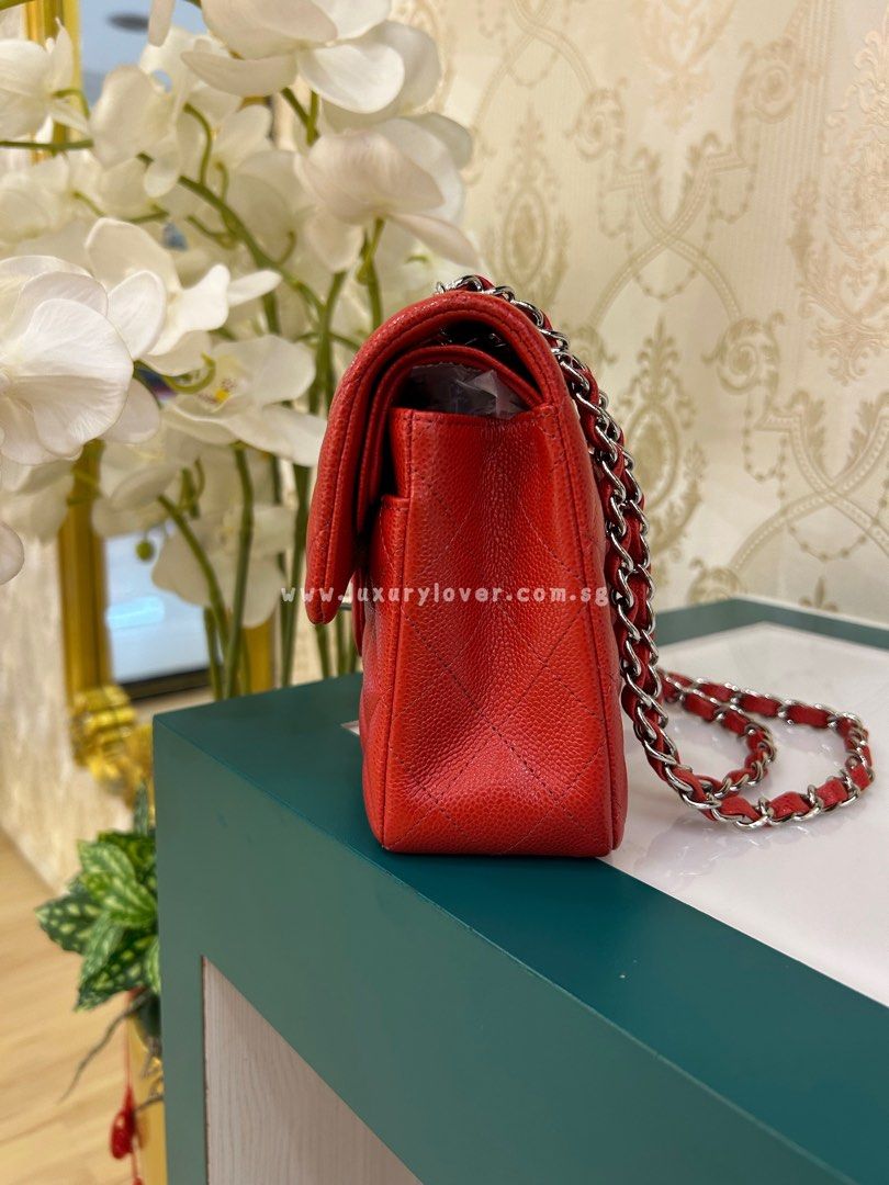 30 LNIB Chanel Classic Double Flap Small Orange Red Caviar SHW, Luxury, Bags  & Wallets on Carousell