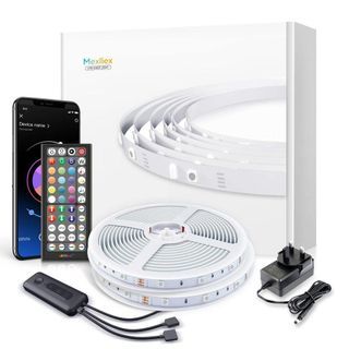 [3718B] Mexllex LED Strip Lights with Remote 20m, Bluetooth RGB Color Changing LED Lights with 44-Keys Remote,Timing Function, Music Sync LED Lights for Bedroom Home Decoration LED Light Strips(2x10m) 