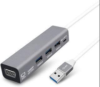 [3723A] USB to VGA Adapter HUB 4 in 1, Multi Port USB 3.0 to 3 USB 3.0 Ports and 1 VGA Female External Video Converter 1080P Compatible with Windows XP/Vista/10/8/7, USB is Unlimited. (USB to VGA HUB)