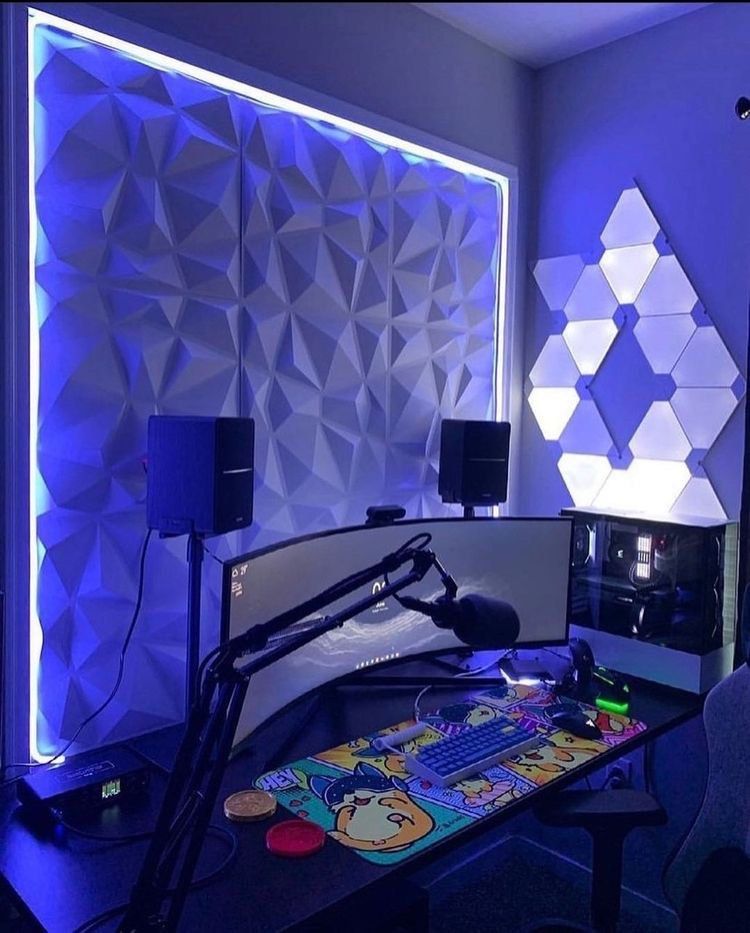 3D Gaming Wall Panel White, Furniture & Home Living, Home Decor, Wall