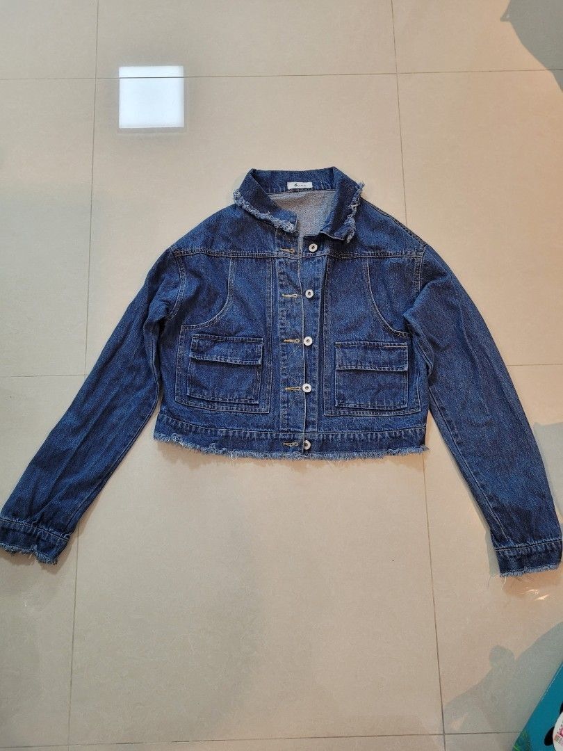 Frayed denim jacket hot sale