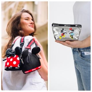 日本 LeSportsac X DISNEY 100週年 MICKEY 米奇 米妮 系列 紙巾 化妝袋 斜咩袋64230509985282110