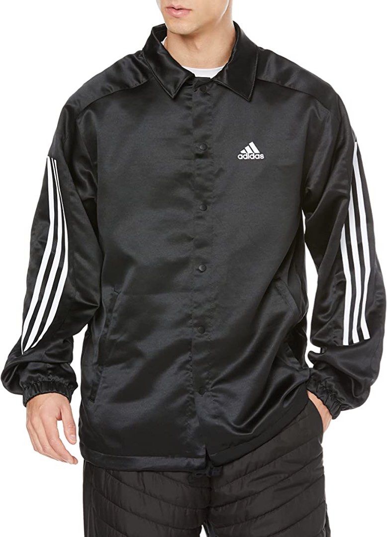 Adidas satin coach jacket discount