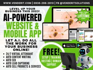 A.I. Powered Website and Mobile App with FREE Lifetime 24/7 Virtual Employee Auto Content Writing SEO for any Business Product Service, Web Design, Mobile App Development, Website Developer, Digital Marketing, Online Store, eCommerce Shop, Software System