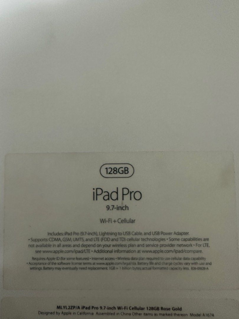 Apple iPad Pro 2016 9.7 inch 128GB Rose Gold Wifi Cellular