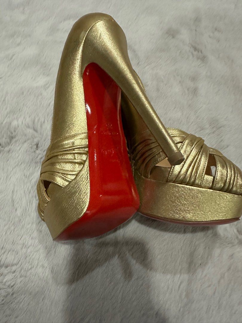 Authentic Christian Louboutin Gold Heels Luxury Sneakers