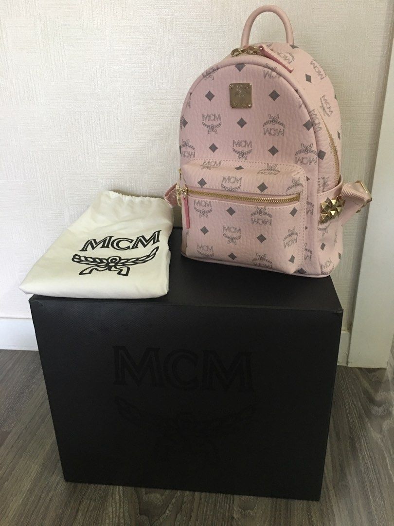 Authentic MCM Mini Backpack in Powder Pink, Luxury, Bags & Wallets on