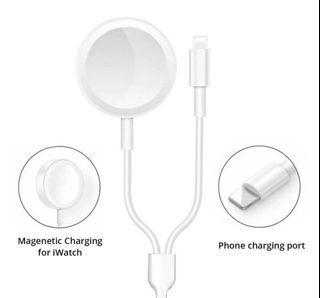 AZEADA 2 In 1 Qi Wireless Magnetic Charger Adapter for Watch i(Watch) 4 3 2 1 iP 11 Xr Xs