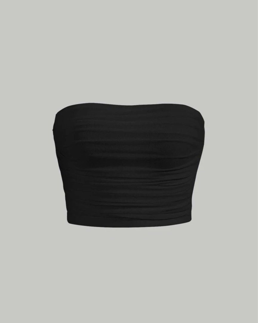 Black Solid Tube Crop Top