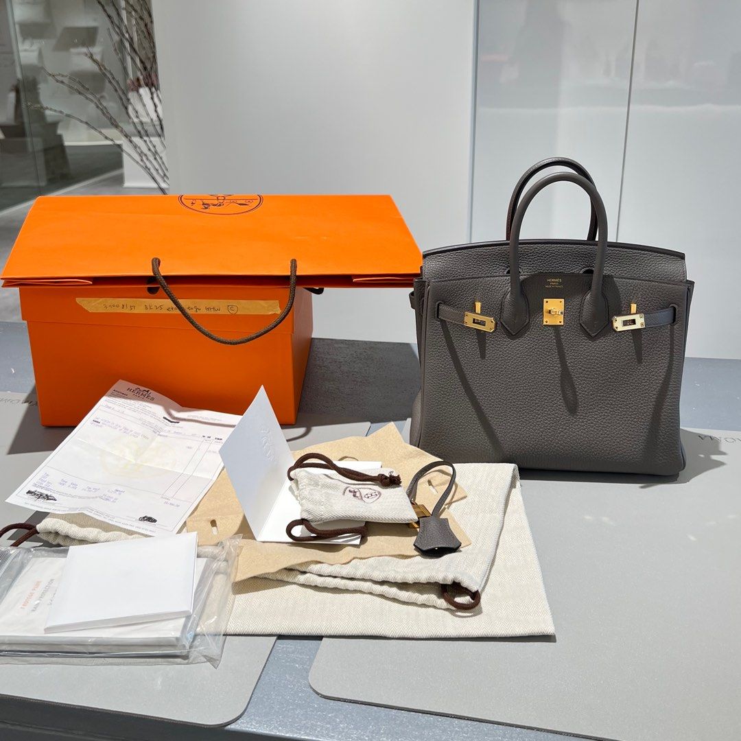 Hermes Birkin 25 Vert De Gris Togo, Luxury, Bags & Wallets on Carousell