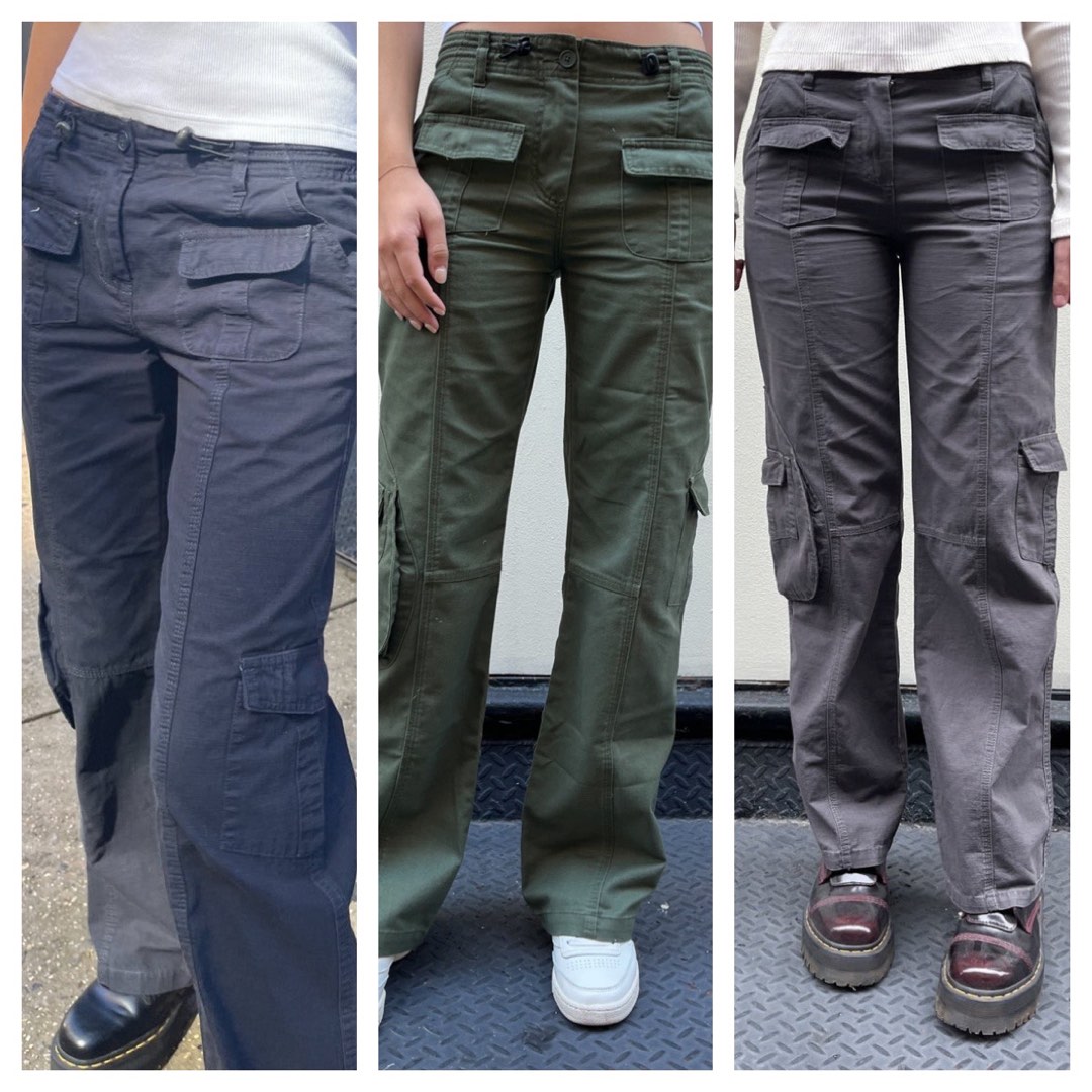 brandy melville kim cargo pants in navy blue, military green and dark ...