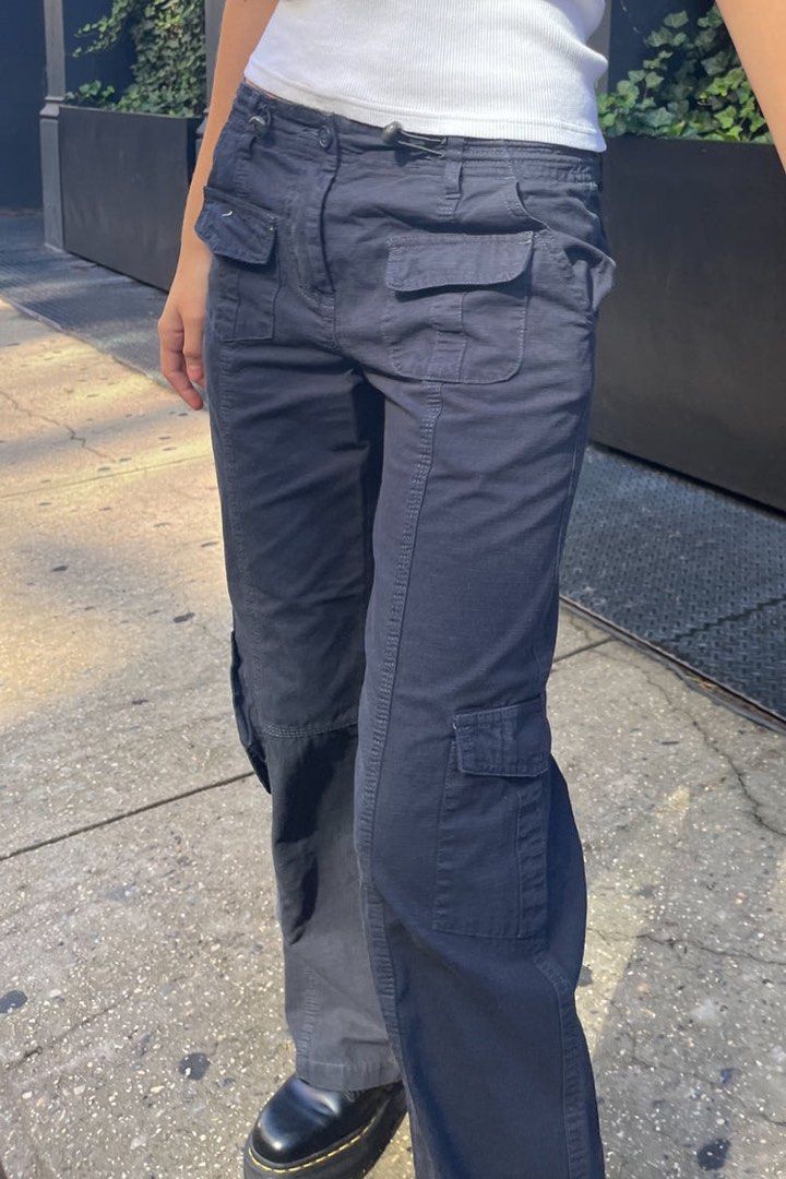 brandy melville kim cargo pants in navy blue, military green and dark