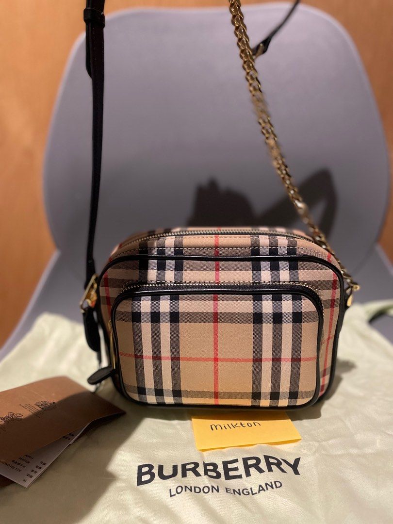 Burberry vintage check discount and leather camera bag