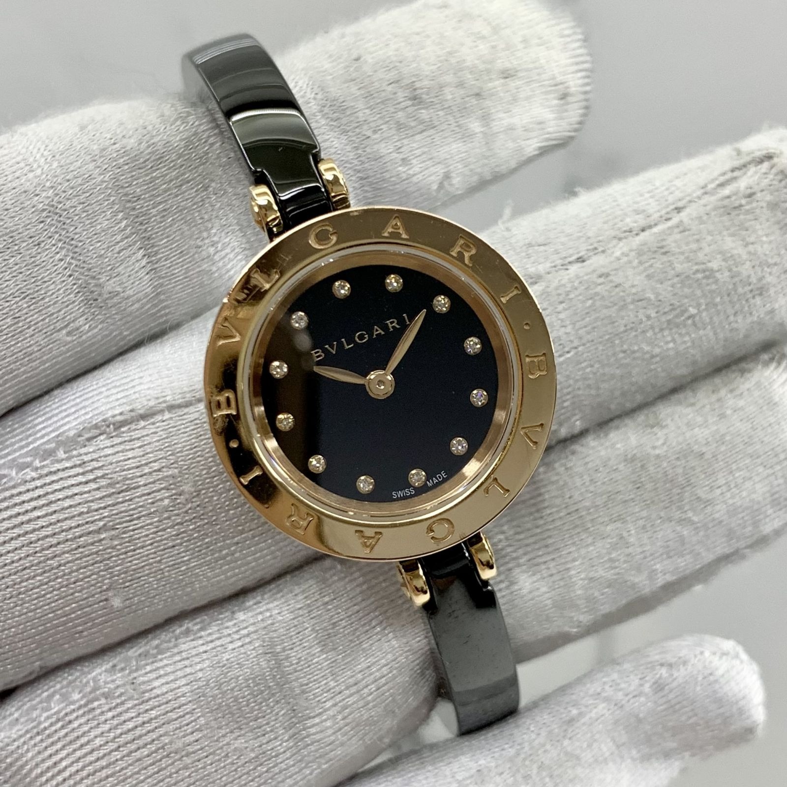 BVLGARI B.ZERO ONE BZP23SG 18K 750 12P DIAMONDS QUARTZ LADIES